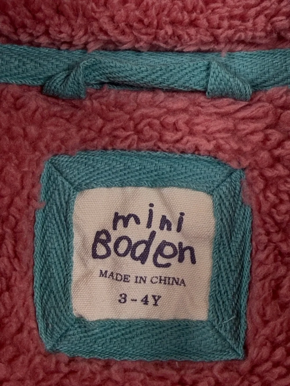 Mini Boden Mauve Pink Sherpa Fleece Zip-Up Jacket. Size 3-4Y. Cozy with‎ Pockets